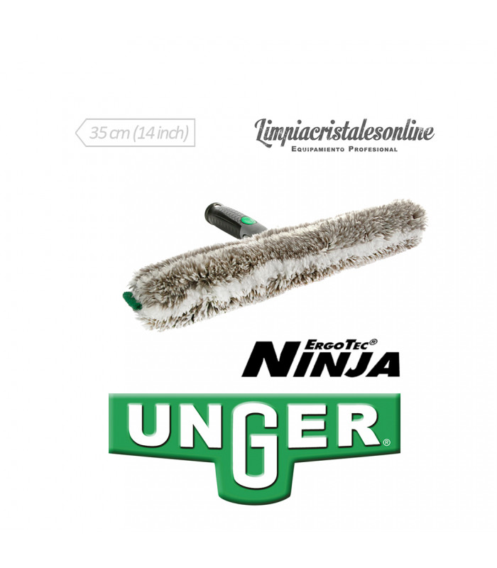 Unger ErgoTec Ninja Einwascher – 35 Cm, Grau/schwarz – Mit Mikrofaserbezug, Für Professionelle Fenster- Und Flächenreinigung