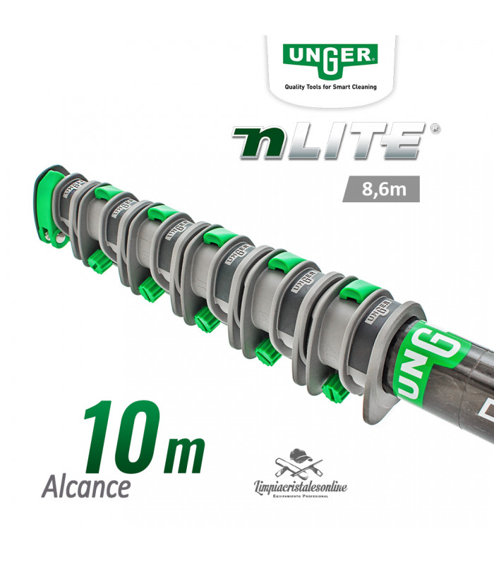 Mango telescópico Unger nLITE Carbon 24K 8,6m - cierres